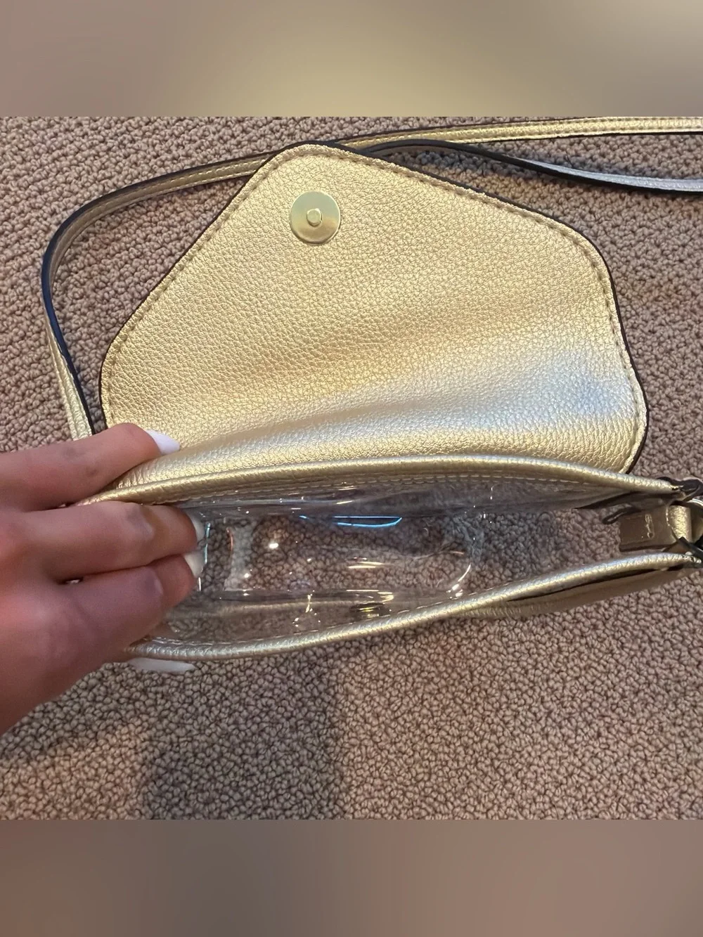 Zara Gold Metallic Clear Crossbody Bag (GAME DAY/CONCERT PURSE)